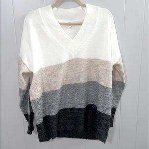 Women’s medium v-neck striped sweater